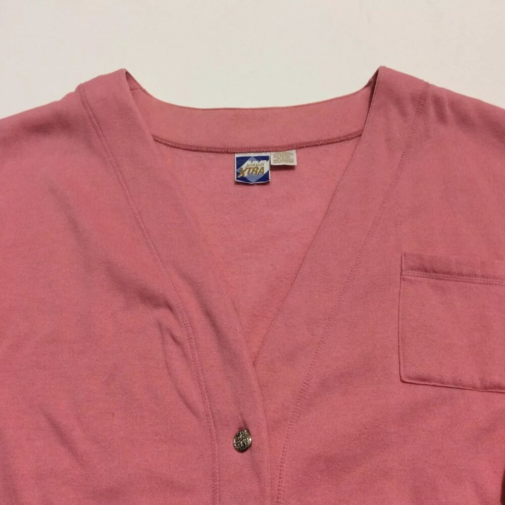 Justin Allen Xtra Womens Cardigan Sweater Size 44/24W Pink Long Sleeve